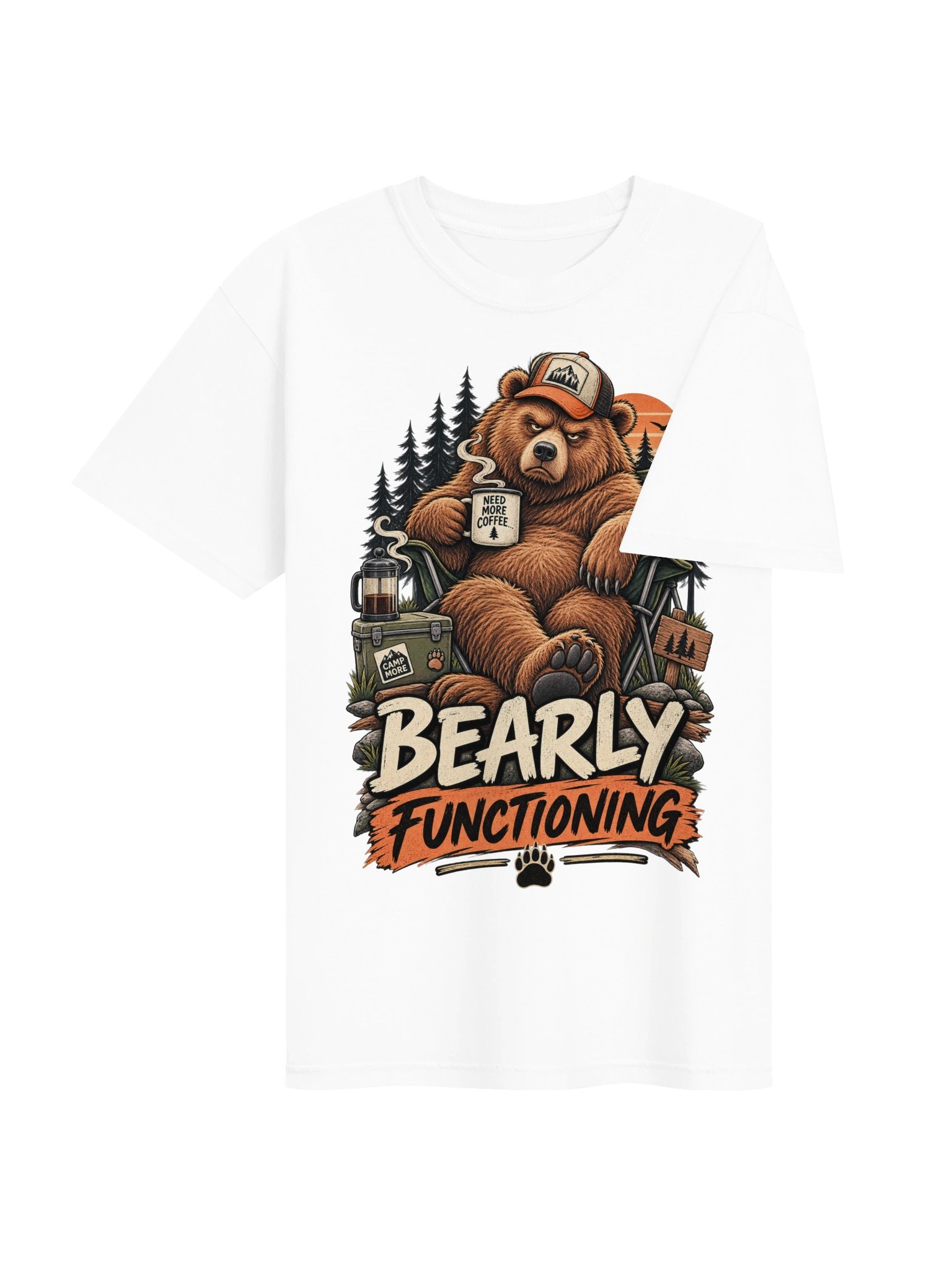 Bear Bearly Functioning - Sarcastic Funny Animal Lover Pun T-Shirt | Cute Sleepy Bear Humor Tee product image (4)