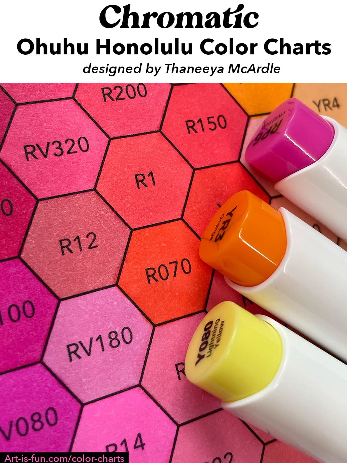 Ohuhu Color Chart - 320 Honolulu Colors (NEW + OLD) in Chromatic Order (Hex + Grid) product image (6)