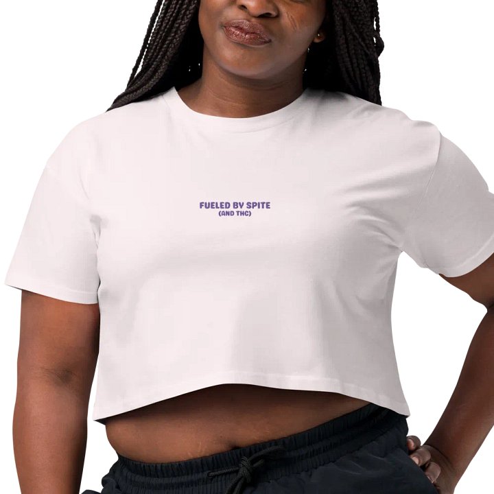 FUELED BY SPITE (purple thread) embroidered cotton crop top product image (20)