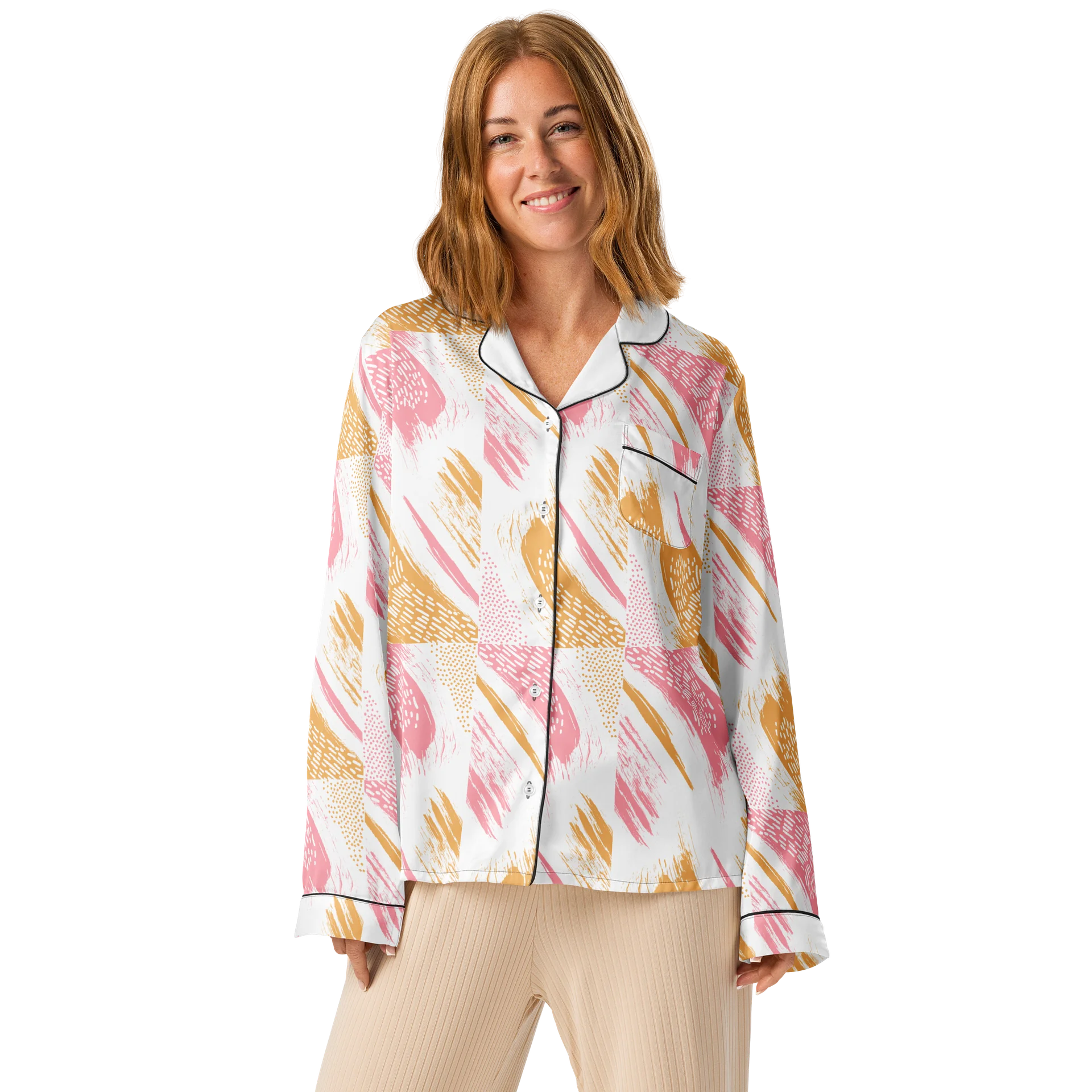 Pink Orange Abstract Pajama Top product image (1)