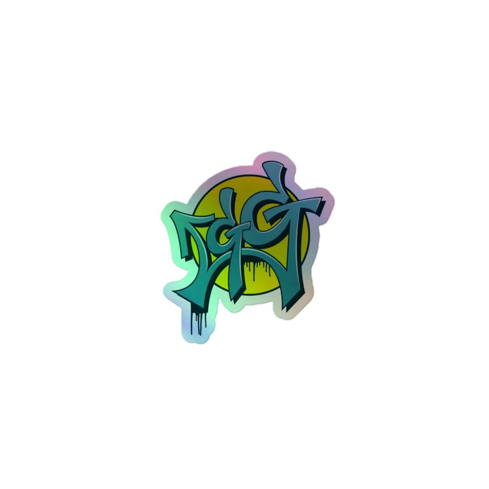 Dynamic Blue Graffiti Holographic Sticker product image (1)