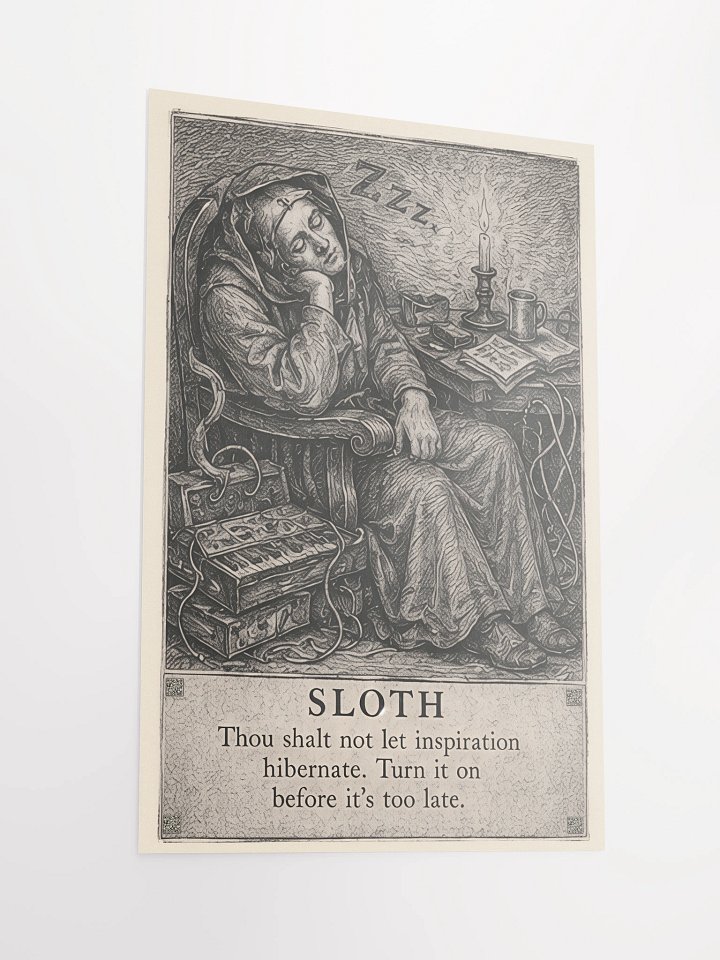 Sloth, from THE SEVEN HERESIES OF SYNTHESIS, by Frank Fonik, Techno EDM Matte Paper Poster product image (1)