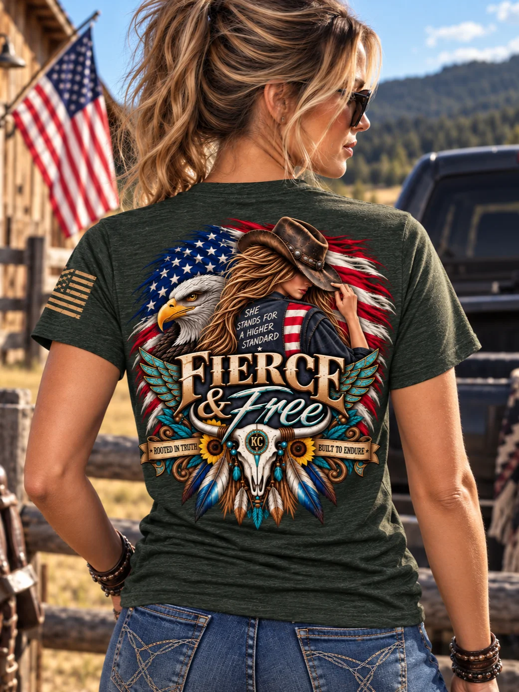 Women’s Fierce & Free Western Eagle Graphic T-Shirt product image (1)