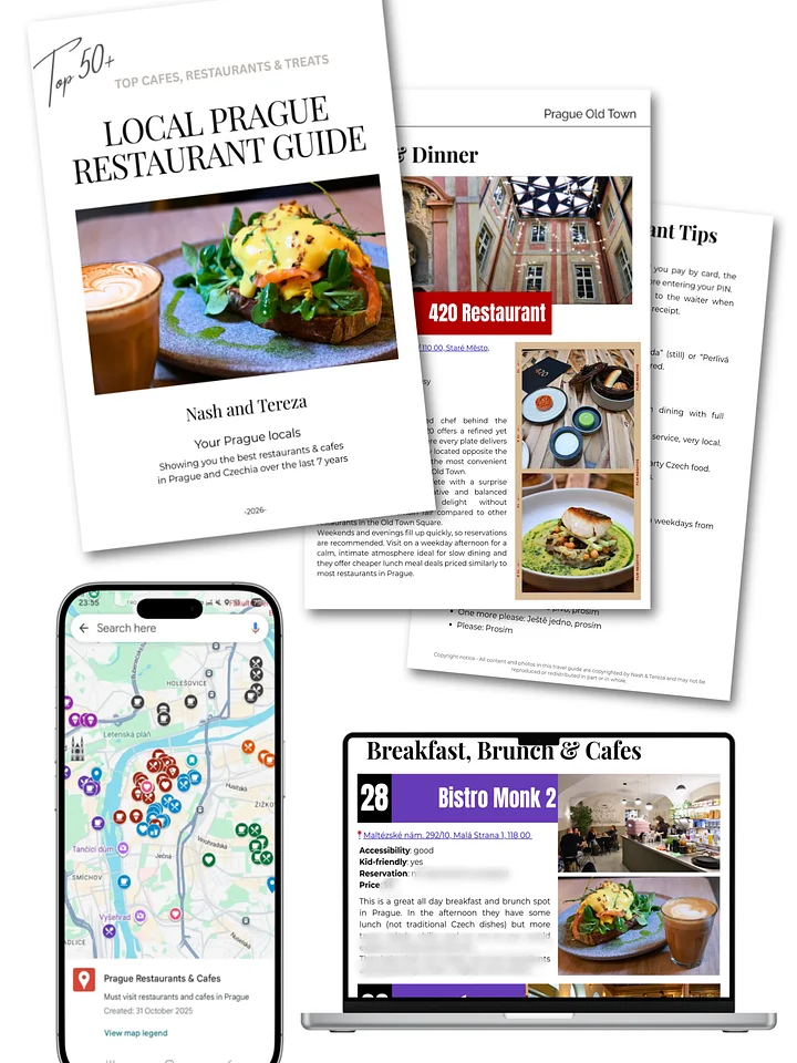 Prague 64 Restaurants & Cafes Guides (With a Free Digital Map) product image (1)