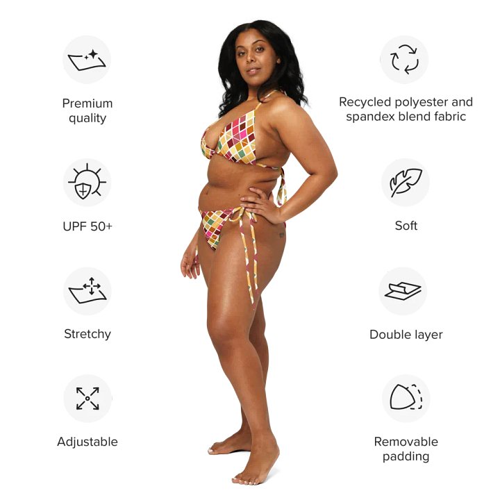 Colorful Square Pattern Design String Bikini - v5 product image (1)