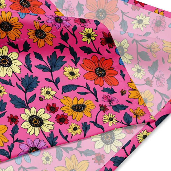 Cute Cottagecore Floral Bandana With Wildflower Garden Pink Aesthetic product image (4)