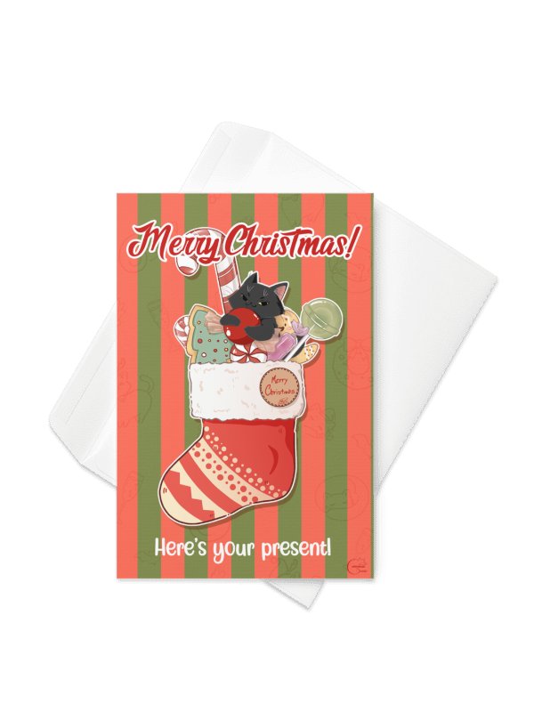 Christmas cat stocking - Printable Christmas Card | Digital Download product image (3)