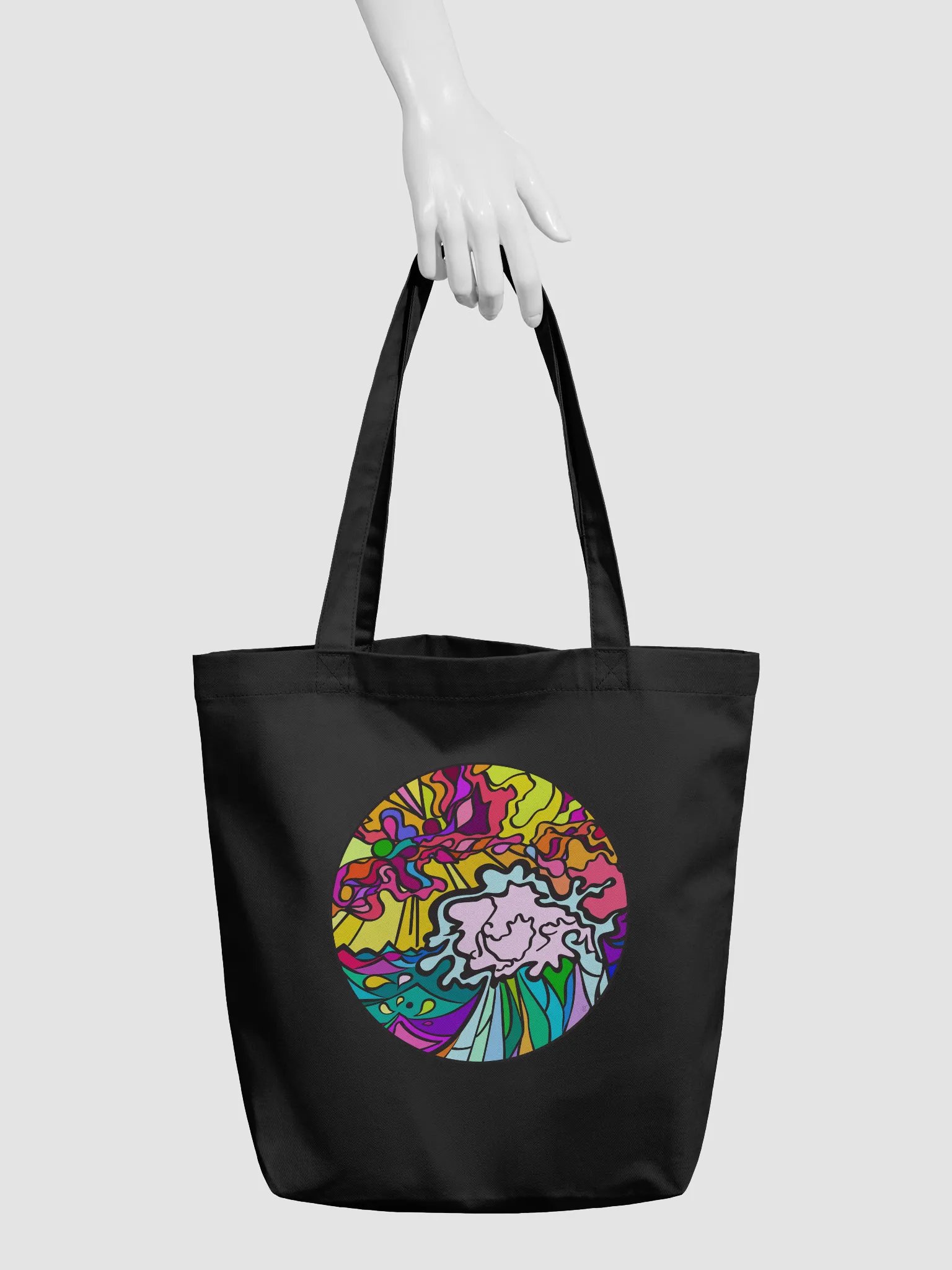 Vibrant Mosaic Eco Tote – Wave at Sunset product image (4)