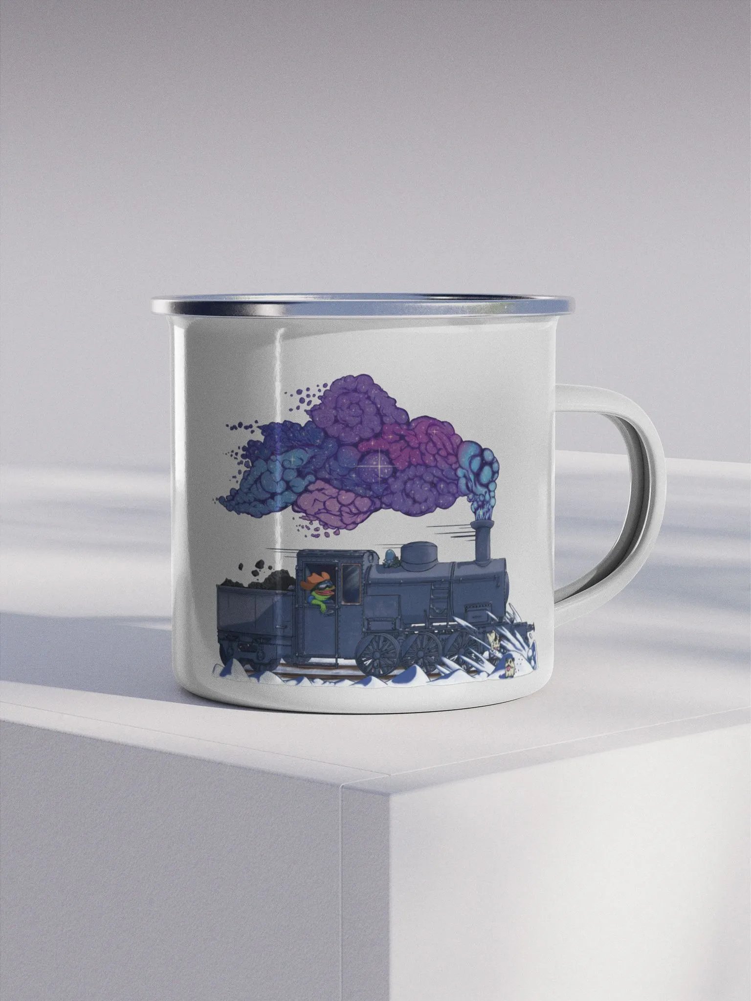 Snowy Train - Left Handed Enamel Mug (EU/US) product image (1)