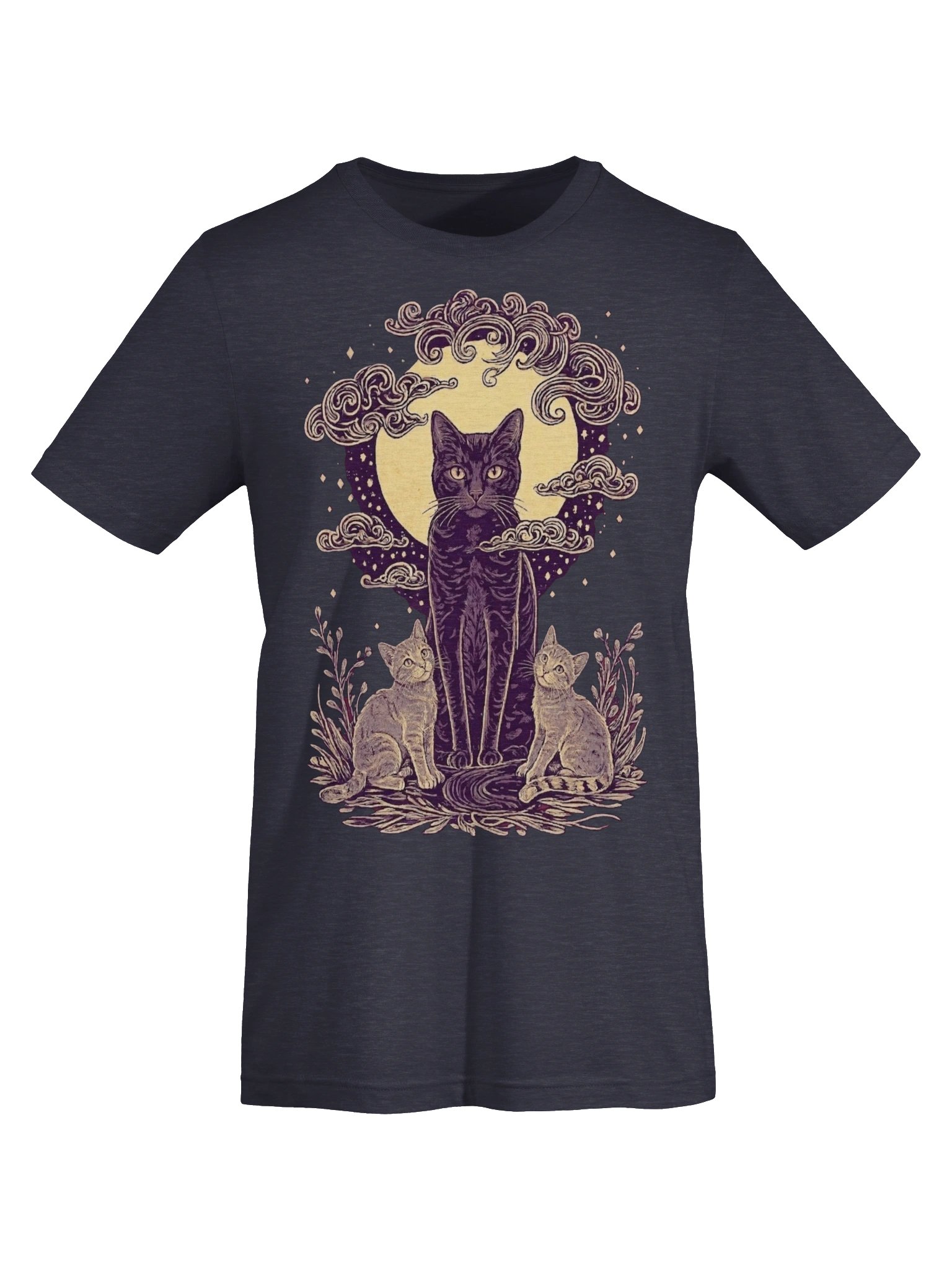 Moonlit Black Cat Shirt, Mama & Baby Cats, Mystical Moon Tee product image (6)