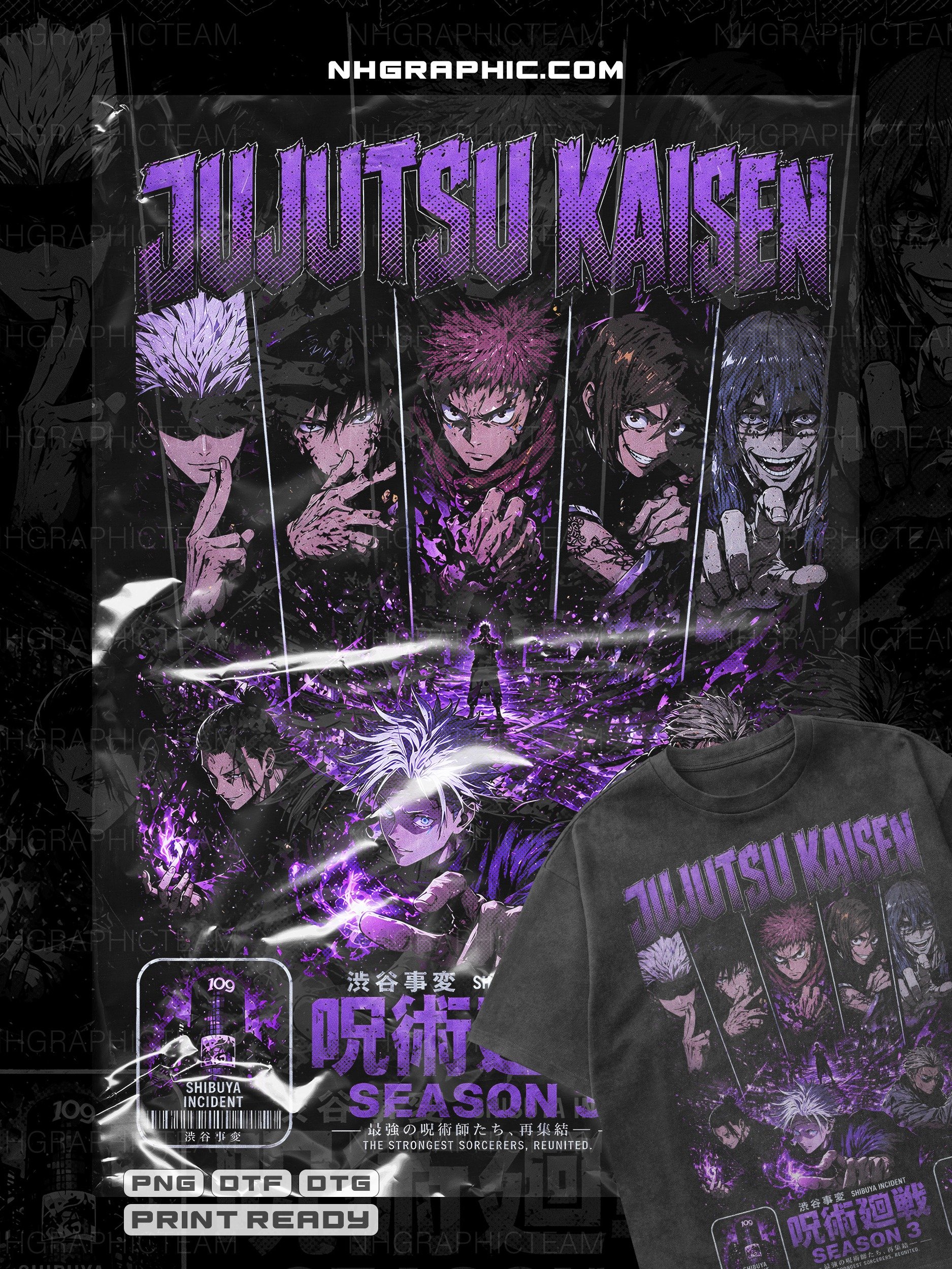 10 Halftone Anime Shirt PNG Designs DTG DTF Bundle product image (6)