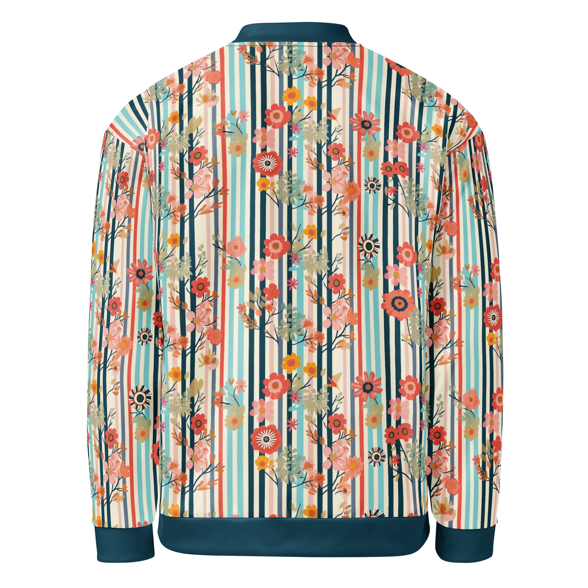Eclectic Floral Stripe Bomber Jacket product image (2)