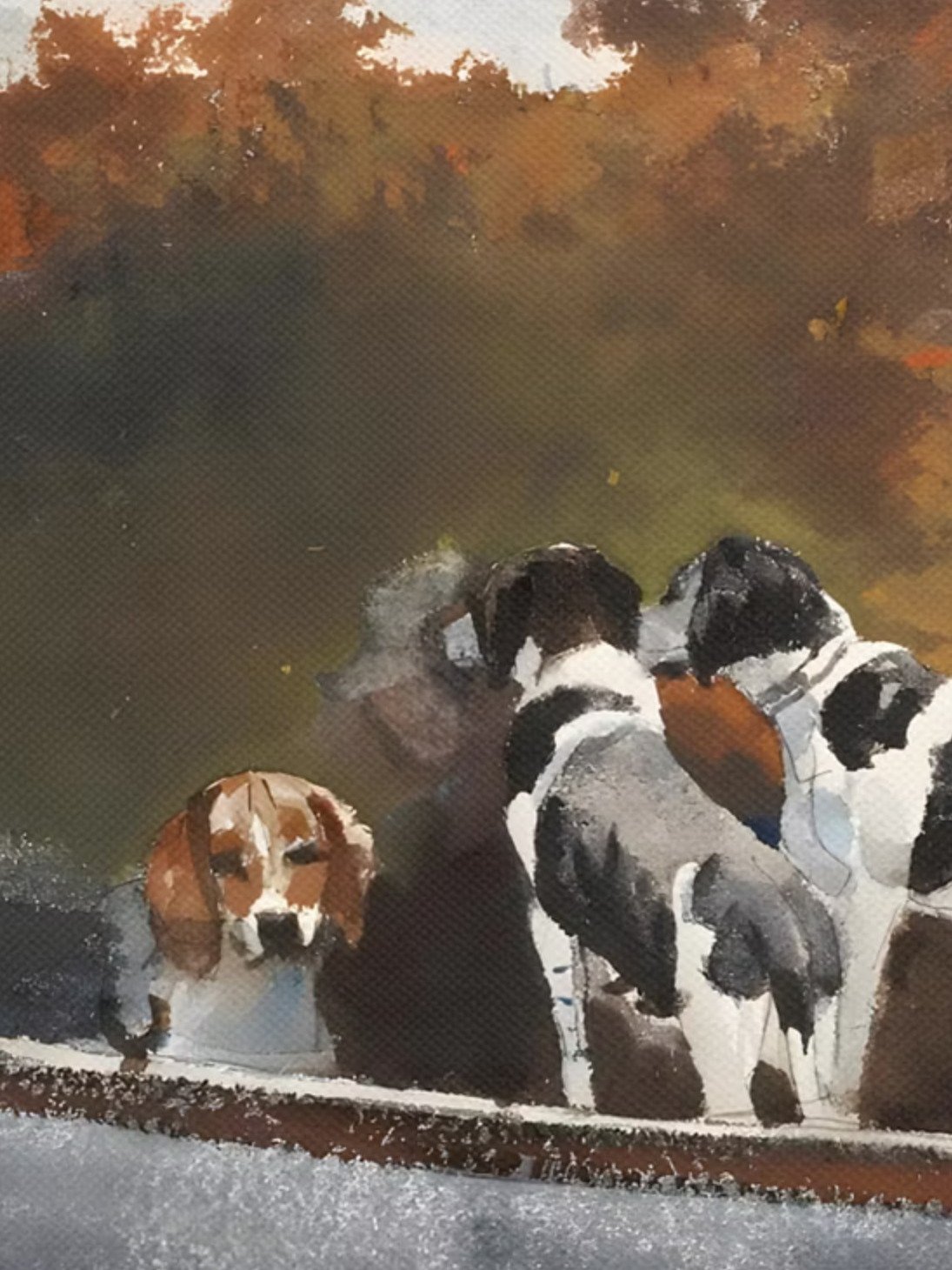 Antique Foxhound Hunting Dogs in Boat Canvas Print product image (12)