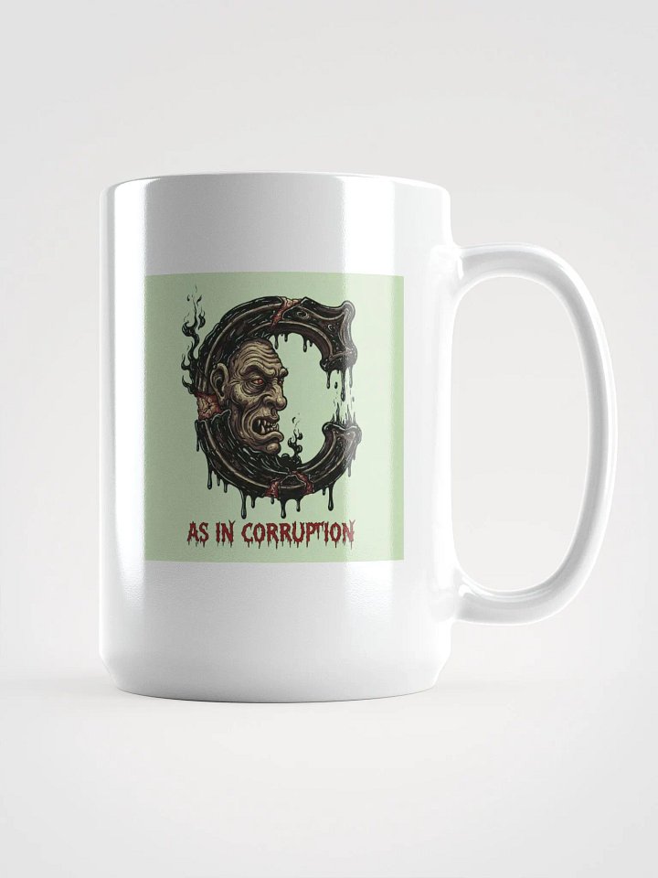 C as in corruption white glossy mug by dark alphabet product image (1)