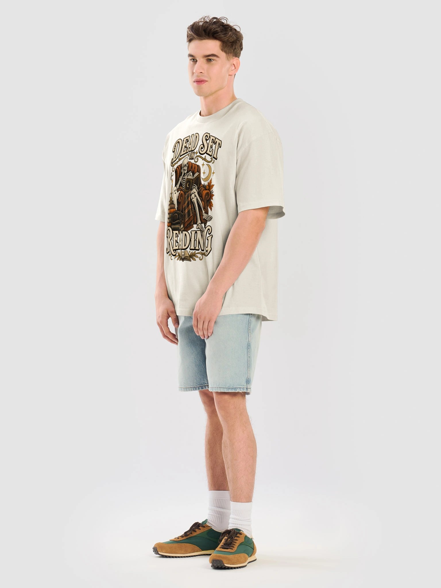 Dead Set on Reading Shirt | Skeleton Book Lover Tee | Spooky Reader Graphic T-Shirt product image (13)