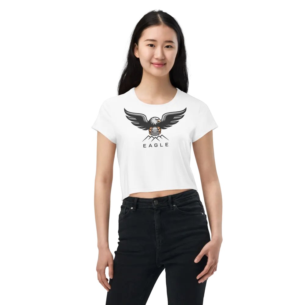 Eagle Women's Crop Tee - Bold Eagle Graphic on White product image (7)