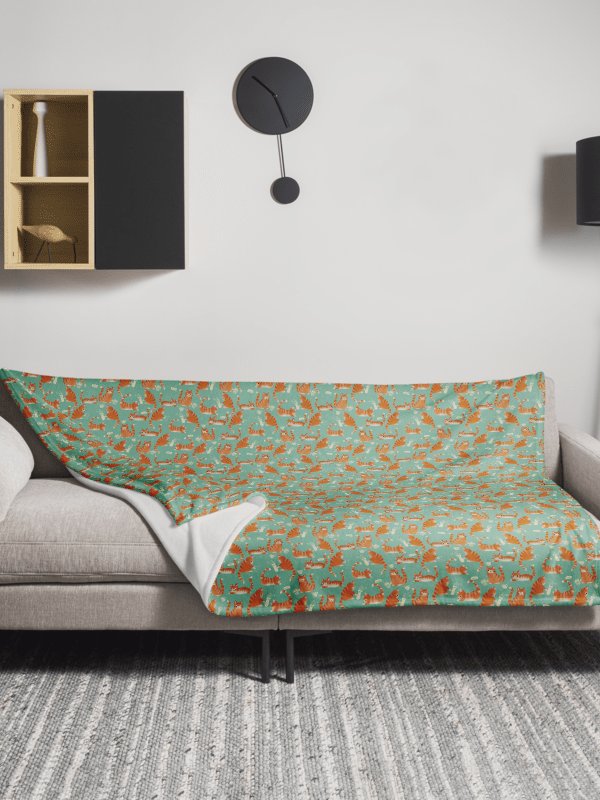 Bad Orange Tabby Cats Knocking Stuff Over Throw Blanket, Green product image (3)