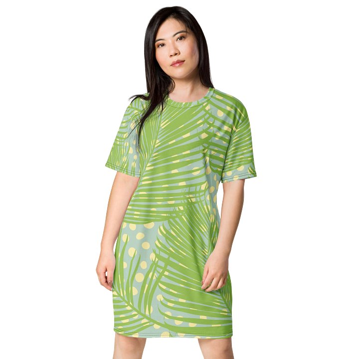 Oversized Lime Green Tropical Print T-Shirt Dress product image (1)
