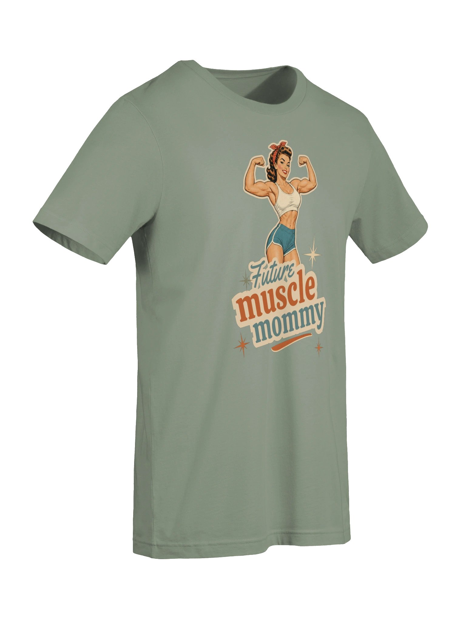 Future Muscle Mommy Shirt, Retro Pin-Up Pregnancy Announcement Tee for Moms Who Lift product image (98)