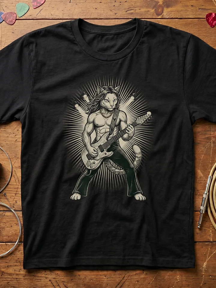 Mewno Bettencat Cat Guitar T-Shirt | Funny Rock Music Guitar Tee product image (1)