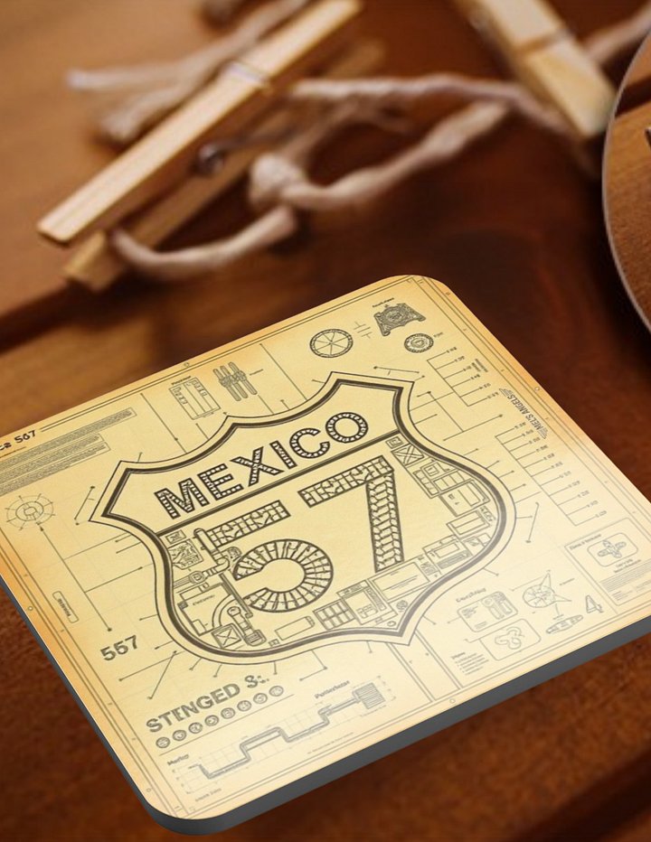 Ruta 57 — Mexico Road Shield Cork Coaster product image (1)