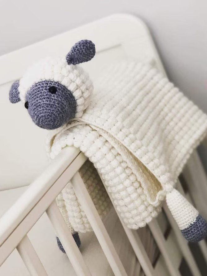 Crochet Sheep Blanket Pattern - 3in1 Pram Toy Lovey PDF Pattern - Crafting Happiness product image (1)