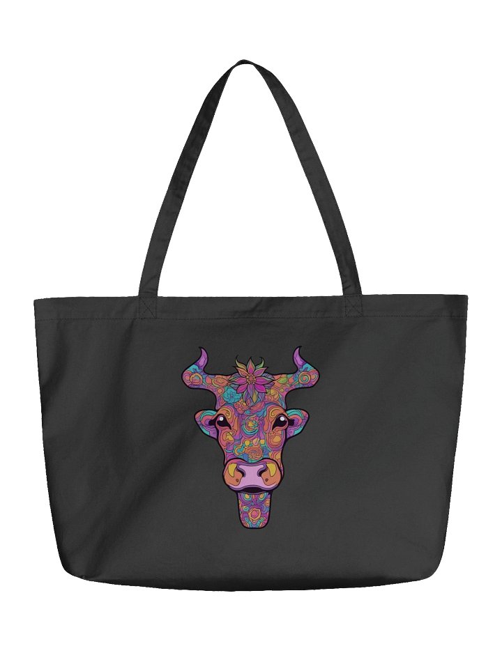 Floral Cow Face - Eco-conscious Organic Cotton Tote product image (1)