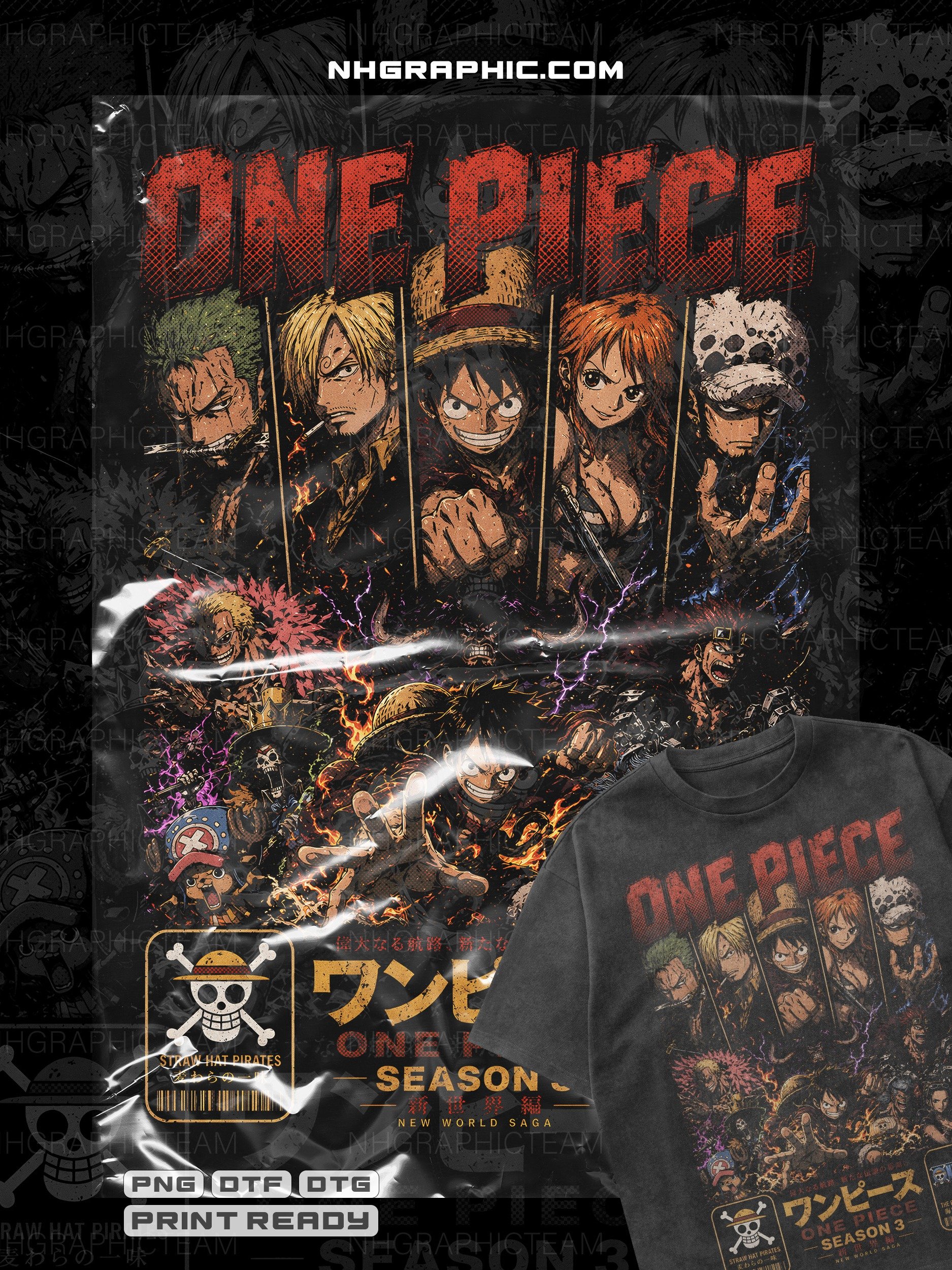 10 Halftone Anime Shirt PNG Designs DTG DTF Bundle product image (10)