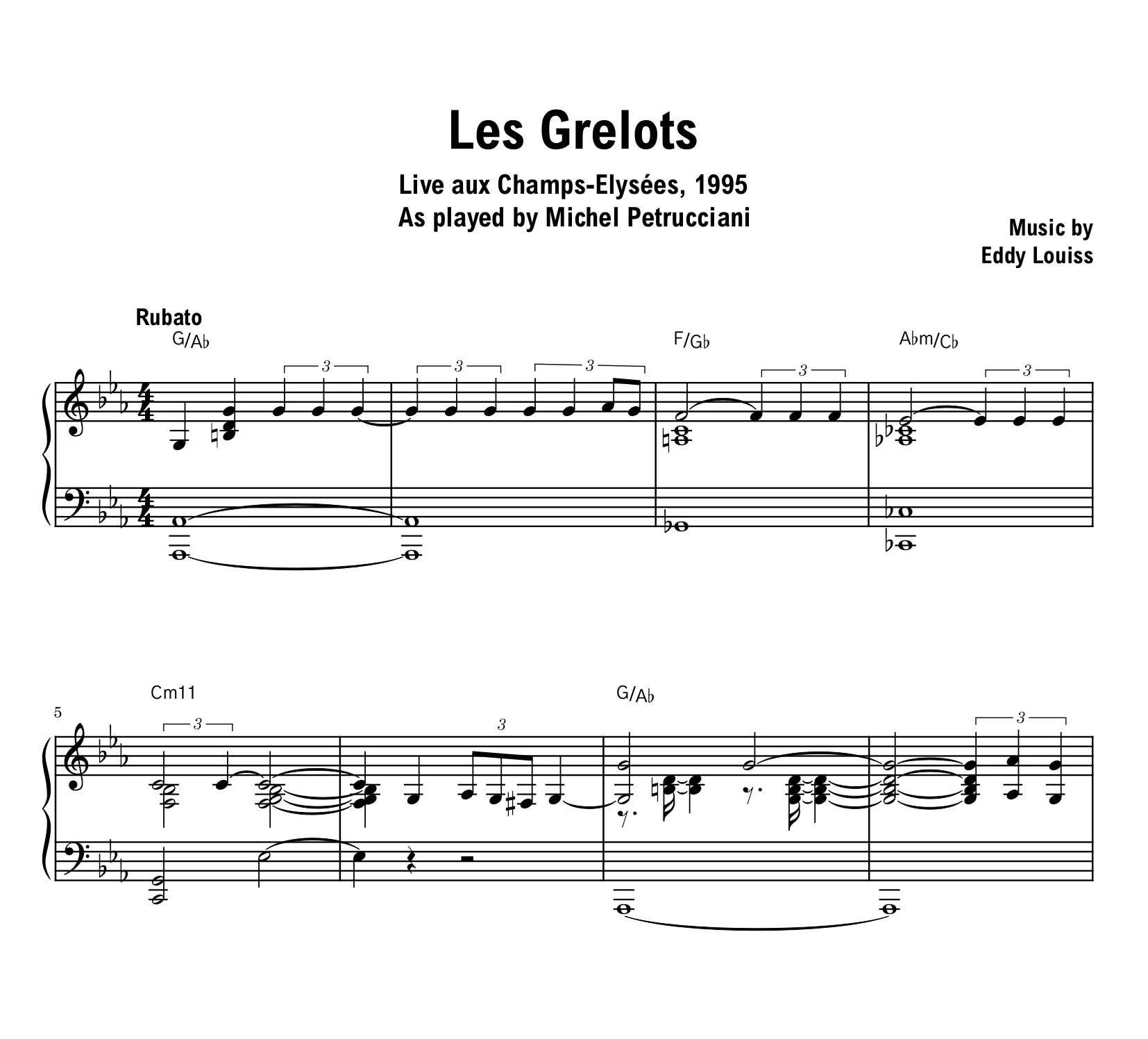 Michel Petrucciani - Les Grelots (Champs-Elysées) - Sheet music (PDF) product image (1)