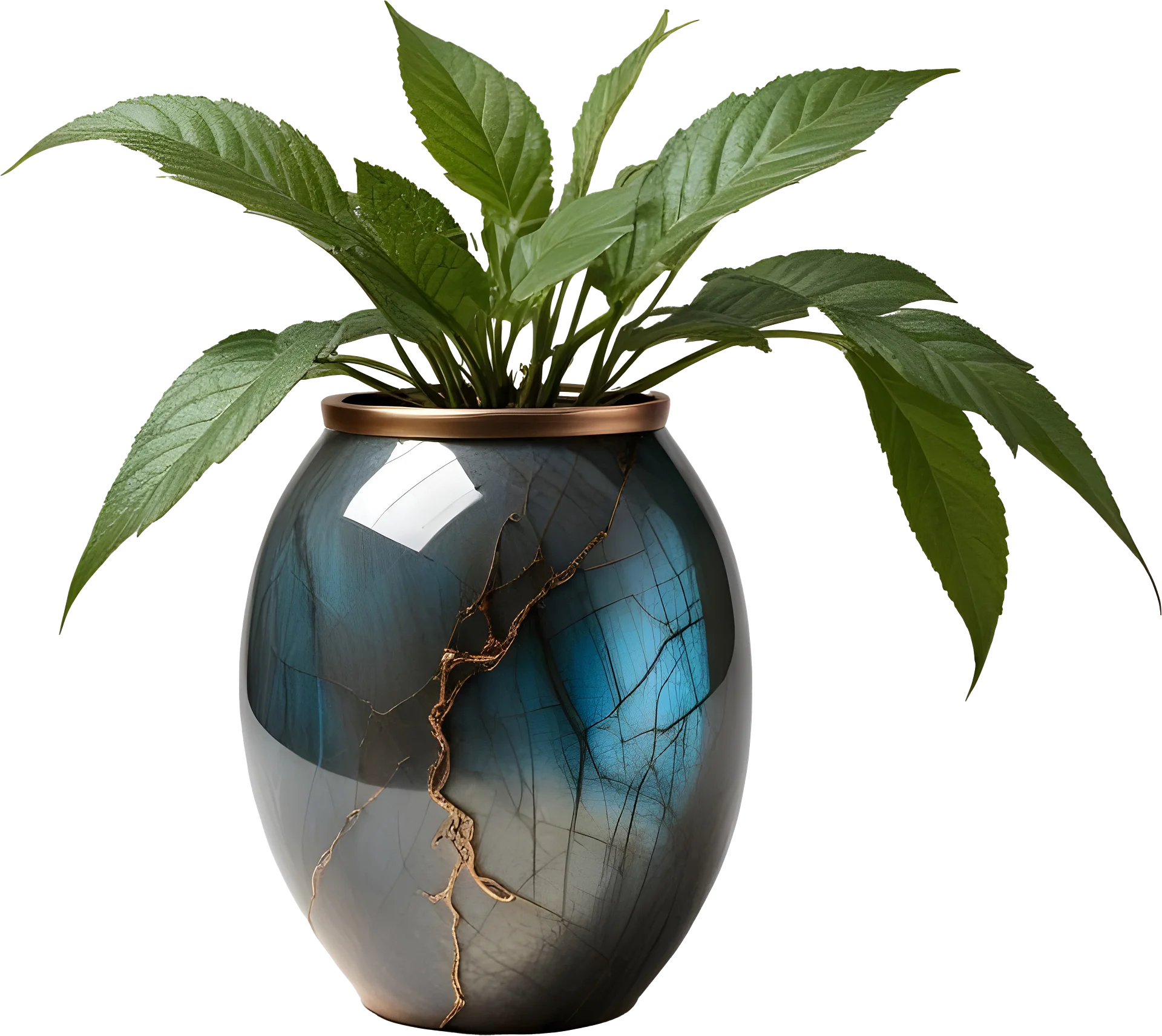 Stellar Luxe – Labradorite & Copper Earth Vase PNG product image (1)