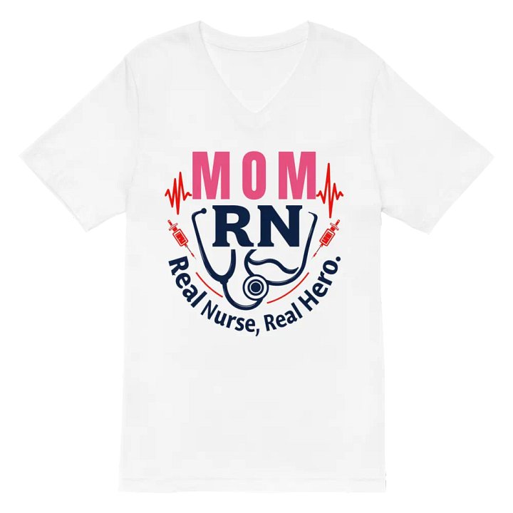 Mom RN, Real Nurse, Real Hero V-Neck Tee product image (2)