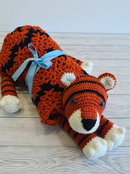 Crochet Tiger Baby Blanket Folding Pram Toy Pattern PDF - Crafting Happiness product image (5)