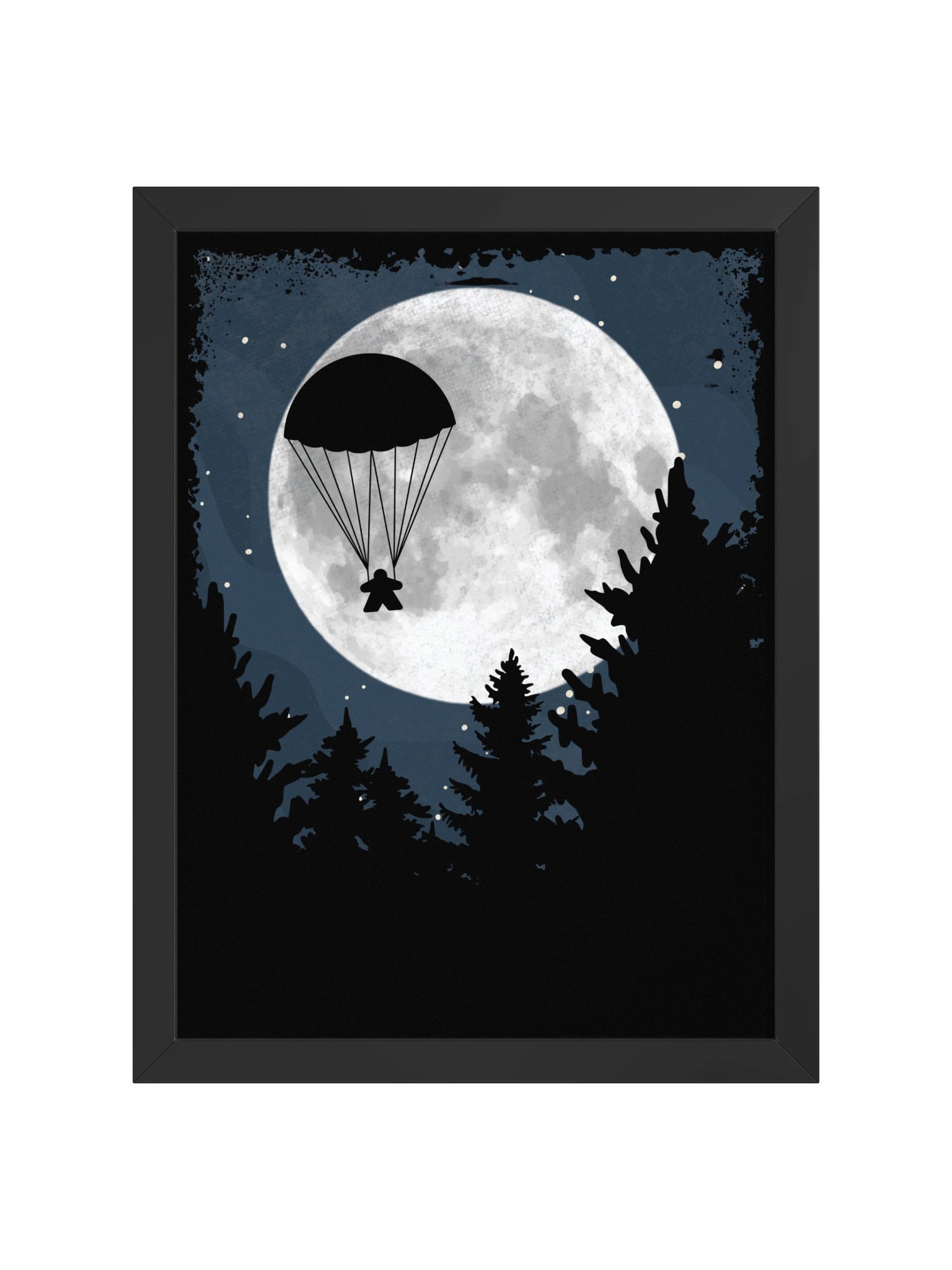 Parachute Meeple Full Moon Board Game Room Poster - FRAMED product image (2)