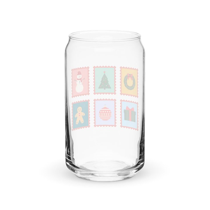 Christmas Stamps Can-Shaped Glass, Christmas iced coffee glass product image (2)