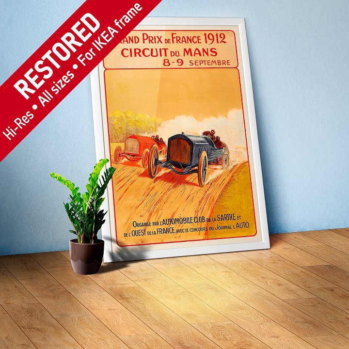 France Vintage F1 Grand Prix, 1912 poster — Vintage Formula 1 poster, Monaco Grand Prix poster, retro travel poster, retro travel art product image (1)