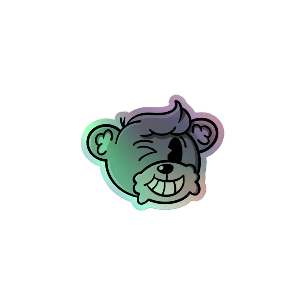 Winkin' Bear Sticker - Greyscale product image (1)