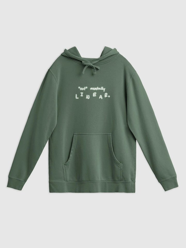 *not* mentally linear (lined design, #96B697) printed pigment hoodie product image (10)