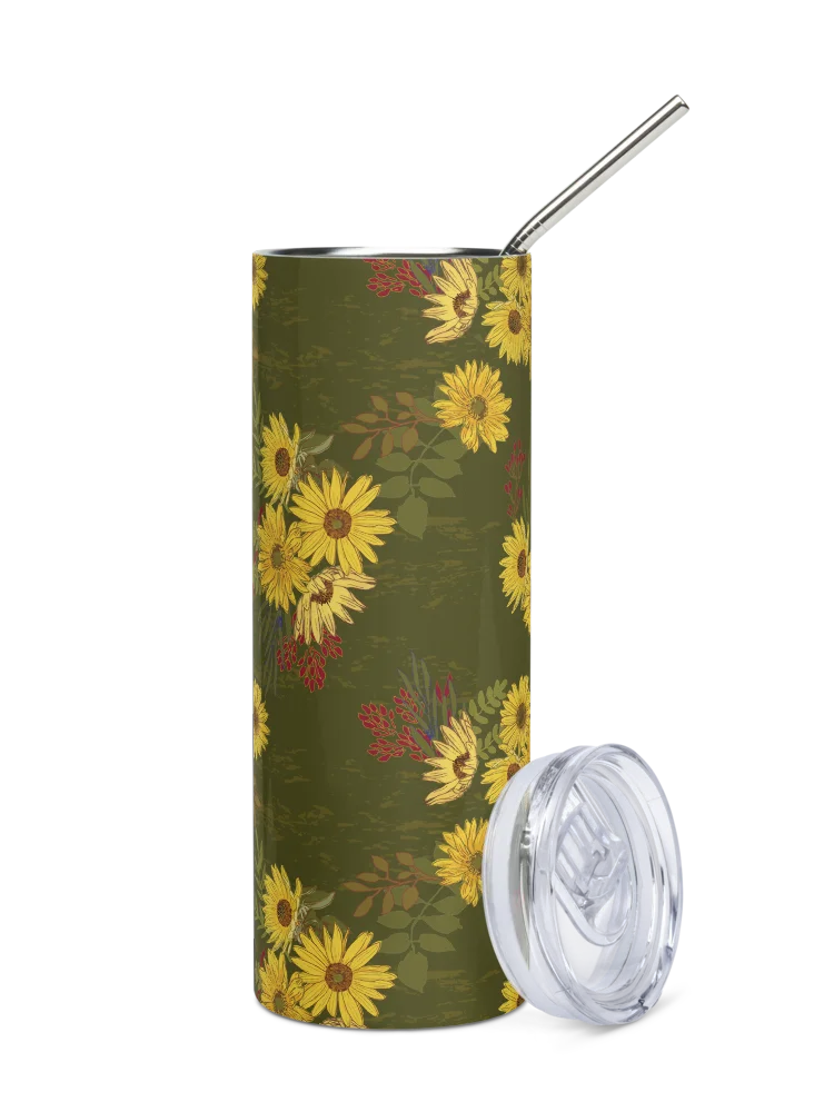 Helianthus Sunflower 20-ounce Stainless Steel Tumbler with Straw - Green product image (6)