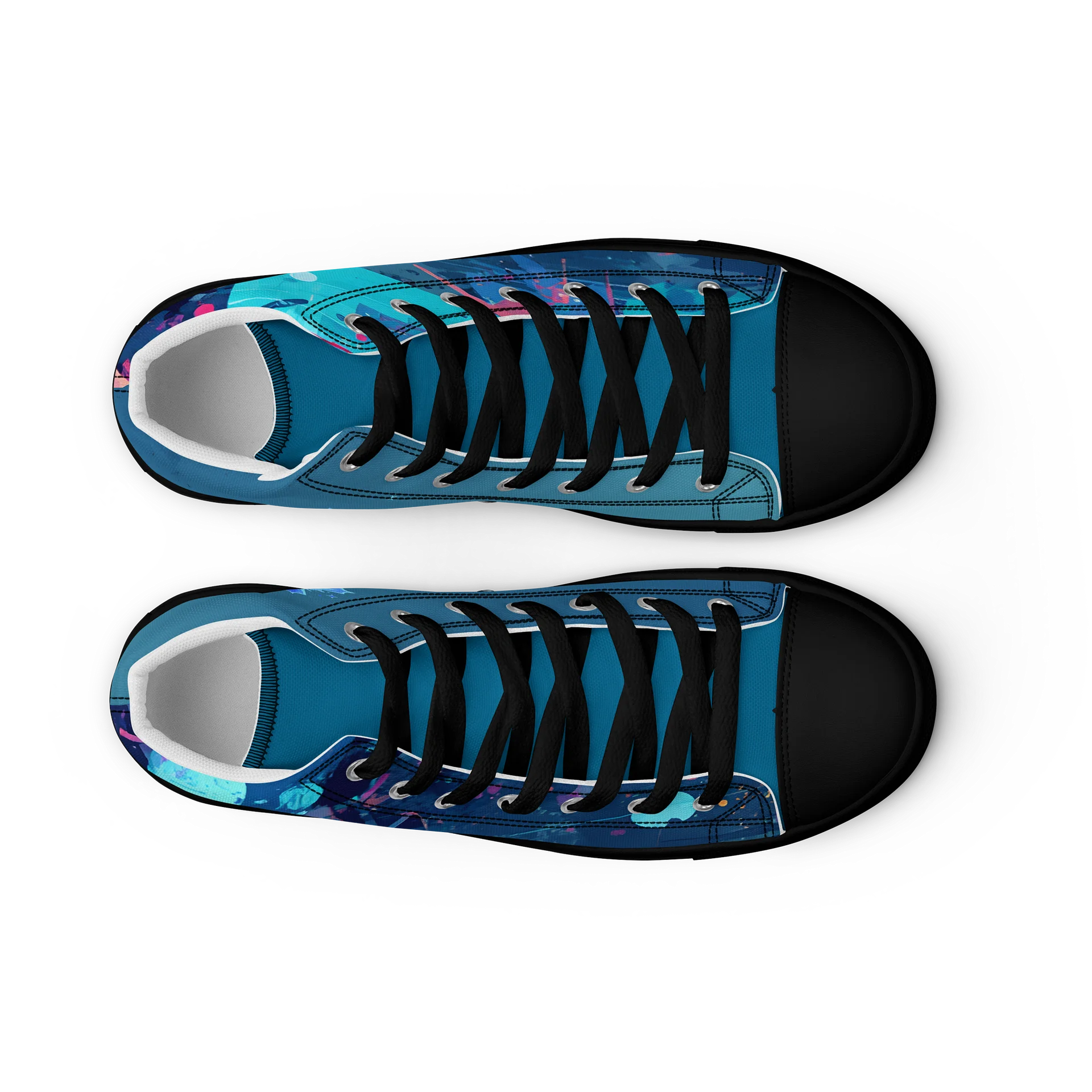 Neon Blue Graffiti Cross Mens High Top Shoes product image (10)