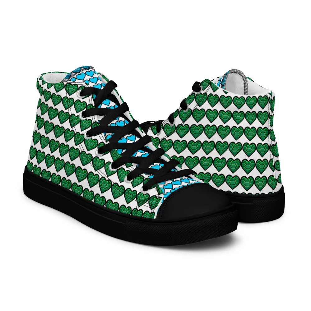 Ninja Teal Heart Women's High Top Canvas Shoes product image (1)