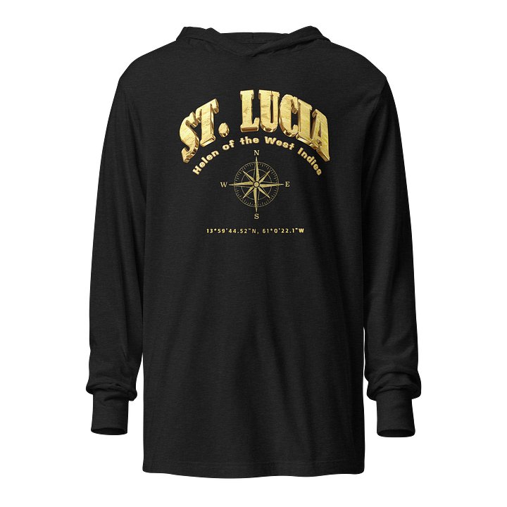 Compass - St.Lucia - Vintage Gold | Unisex Hooded Long Sleeve Tee product image (1)