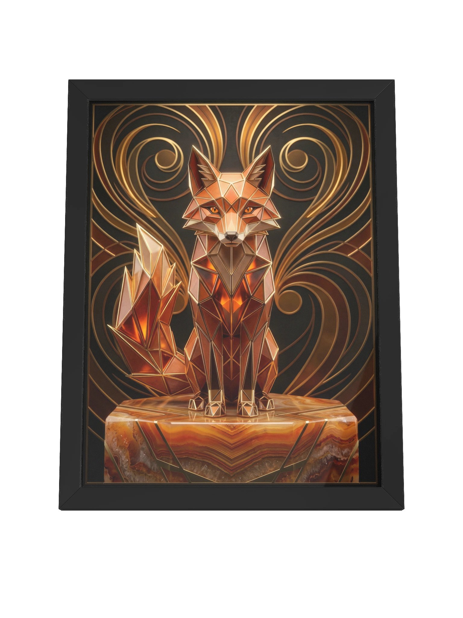 Radiant Geometric Fox Framed Poster - Neo-Deco Luxury Wall Art product image (4)