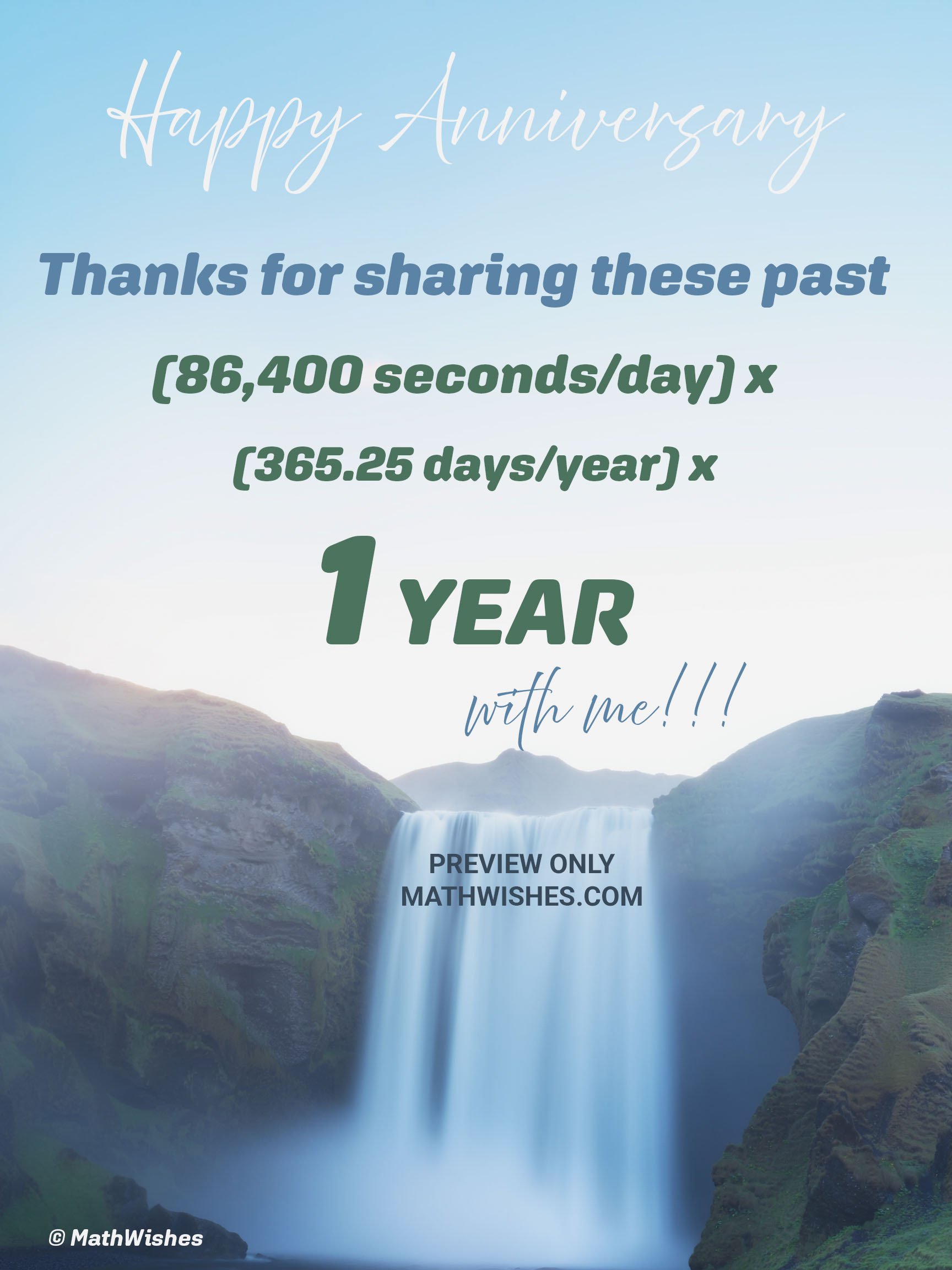 1st Anniversary Card - Waterfall product image (1)
