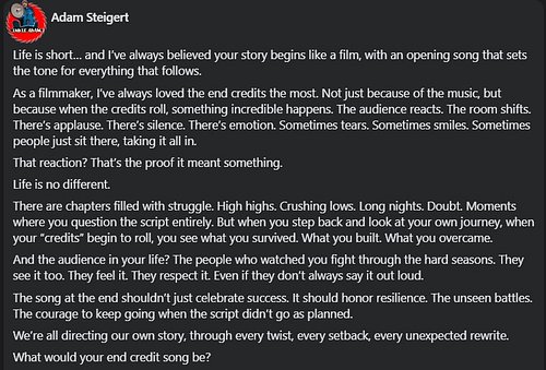 Life is short… and I’ve always believed your story begins like a film, with an opening song that sets the tone for everything...