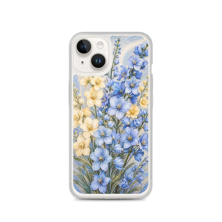 Pale Yellow And Powder Blue Delphinium Mosaic Premium Soft Silicone iPhone Case - MagSafe Compatible product image (4)