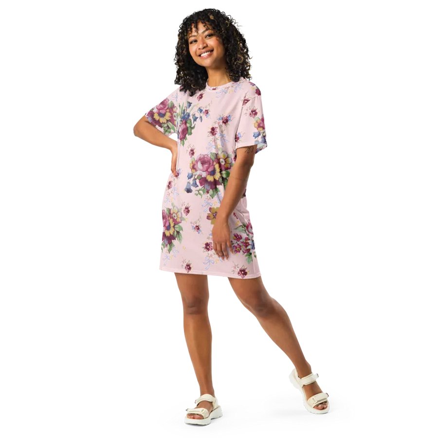 Vintage Floral Woman's Dress T-Shirt | Pink Blossom Everyday Apparel product image (2)