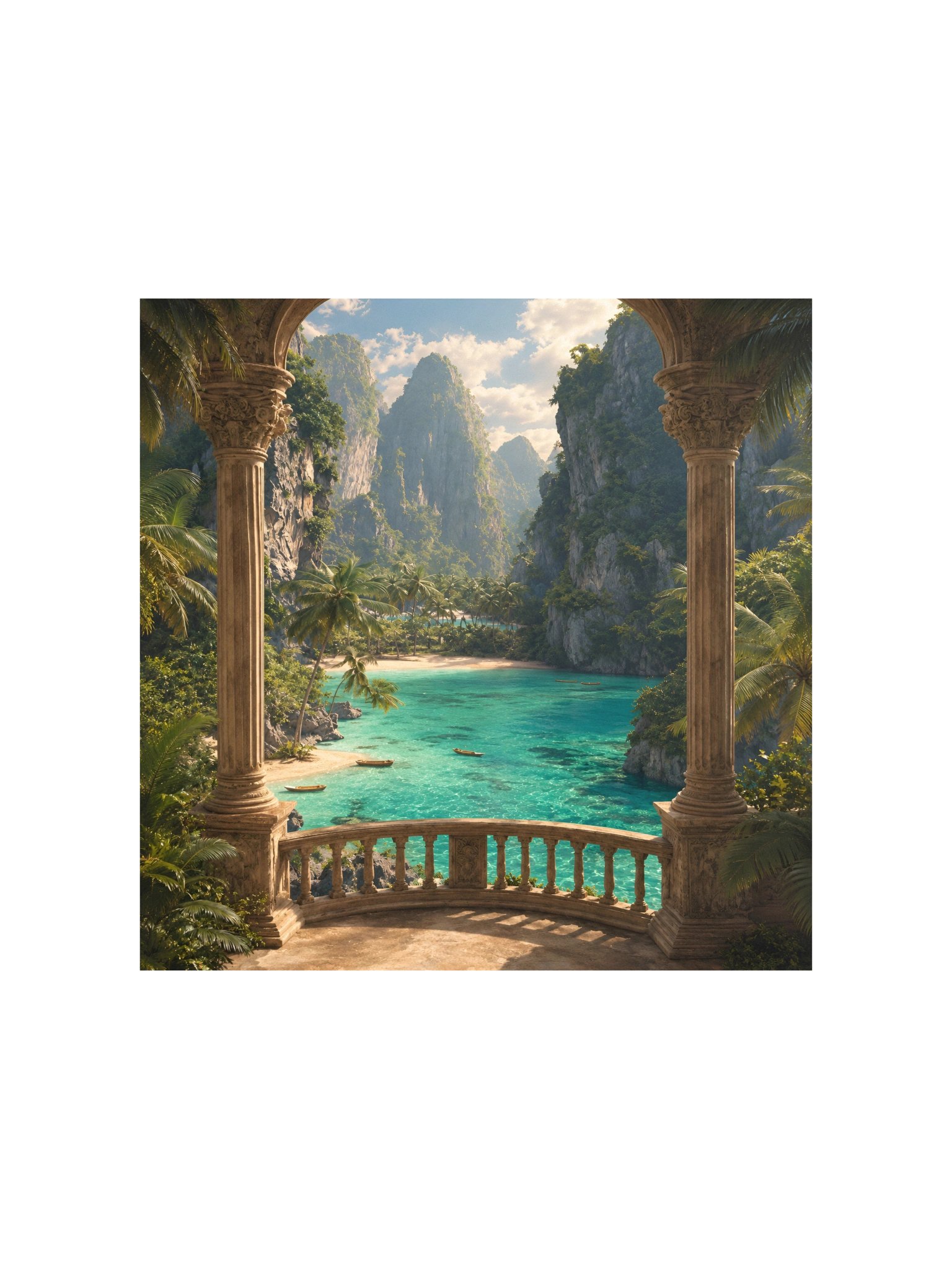 Hidden Turquoise Lagoon Tropical Paradise Wall Art | Luxury Fantasy Travel Poster product image (2)