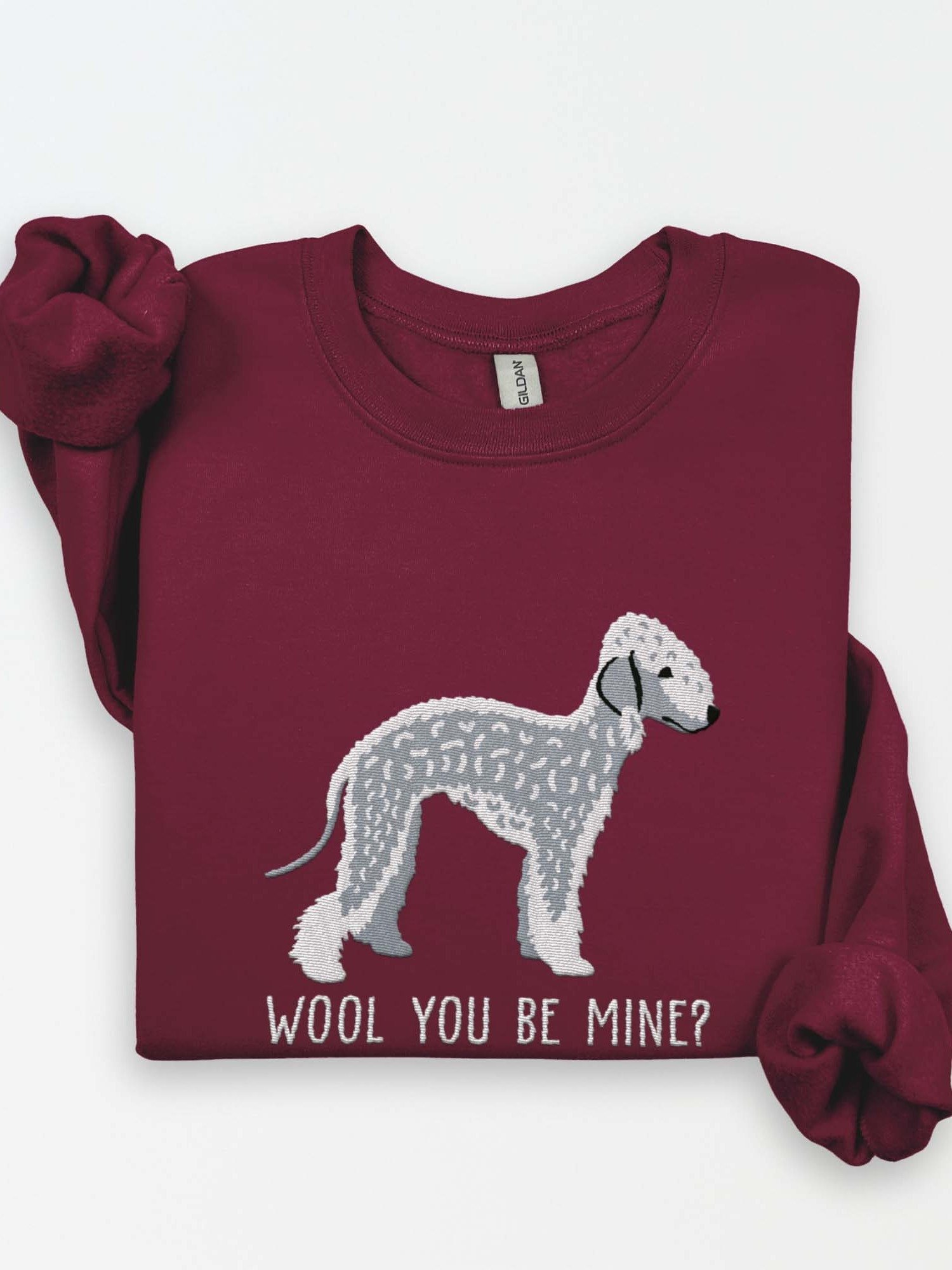 Wool You Be Mine? Sweatshirt (Embroidered) of a Bedlington Terrier(Blue) product image (1)