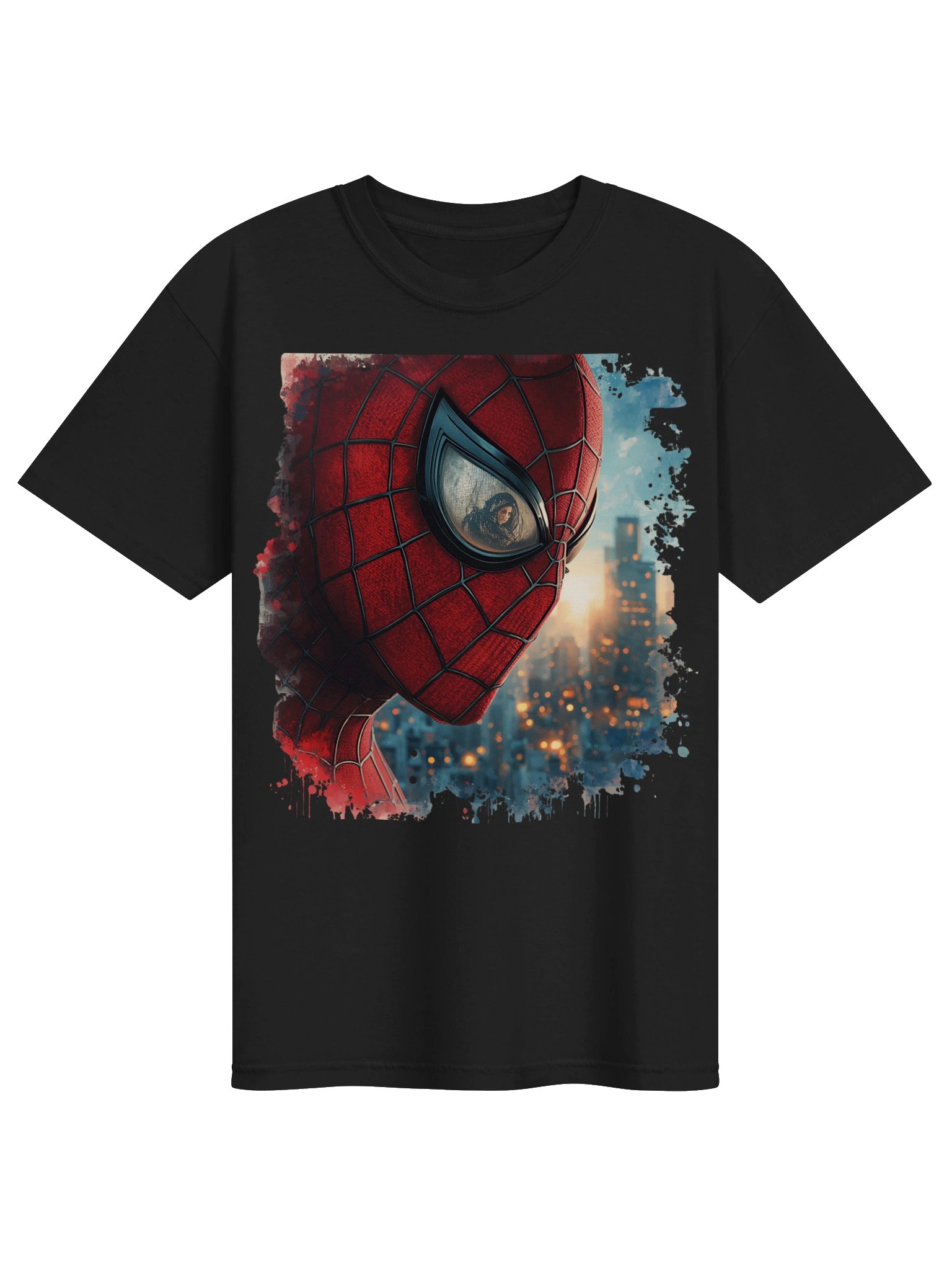 Spider-Man Mask Cinematic Close-Up T-Shirt | Dark Streetwear Marvel Graphic Tee product image (4)
