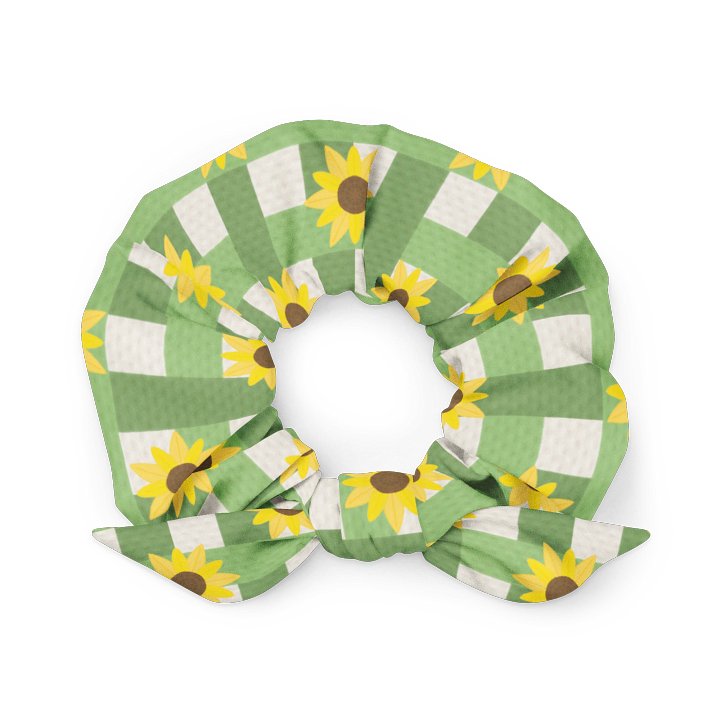 Sunflower Gingham Pattern- Green Background Scrunchie product image (2)